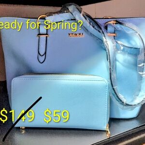 AGL Sky Blue Tote and Wallet Combo